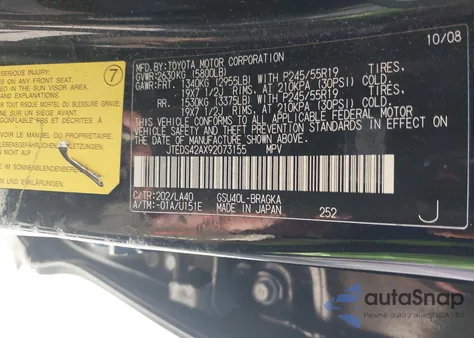 2009 Toyota Highlander Limited из США, поврежденный, VIN JTEDS42AX92073155